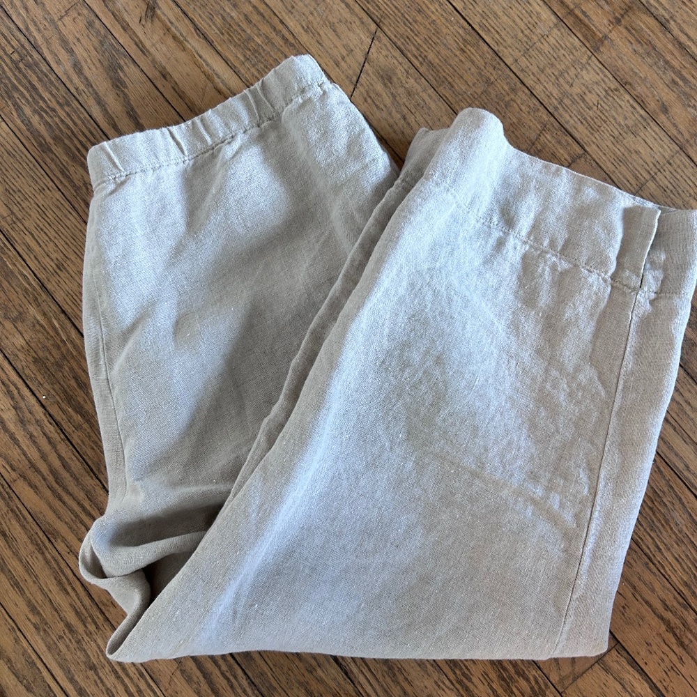 LOVE LINEN J. JILL linen stone color pants Medium M